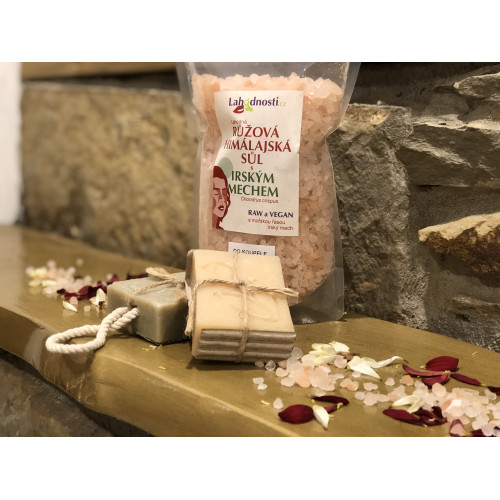 LÁSKYPLNÝ DÁREK - mýdlo, tuhý šampon a sůl do koupele s Irským mechem