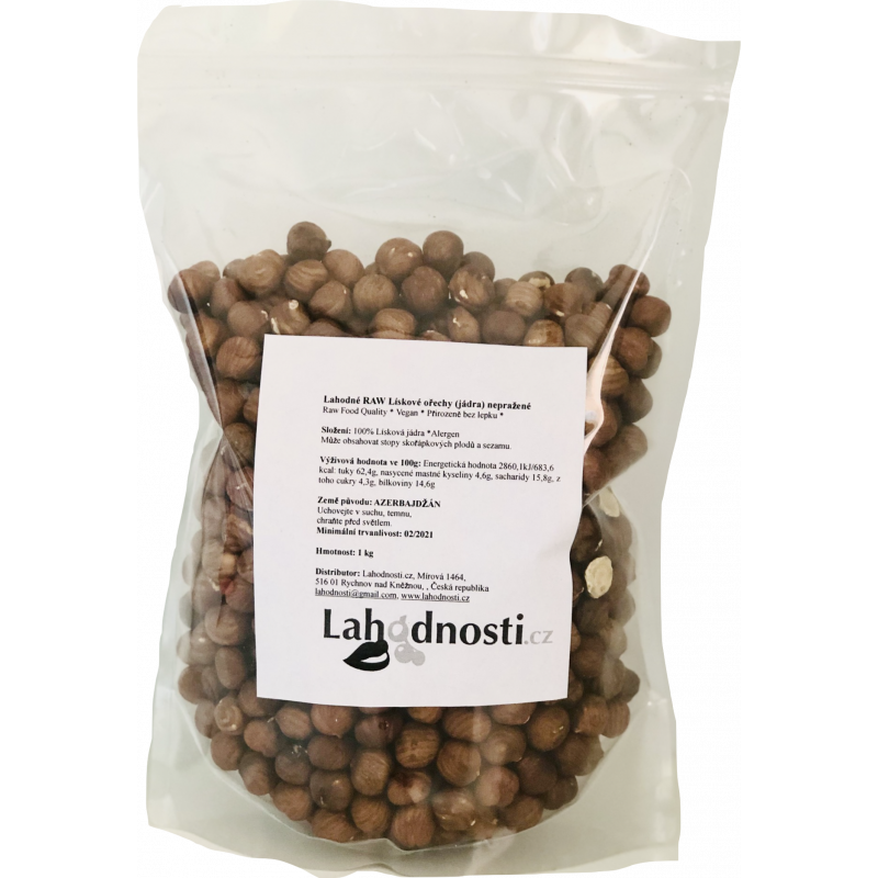 Lískové ořechy nepražené 500g (jádra) RAW