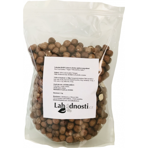 Lískové ořechy nepražené 500g (jádra) RAW