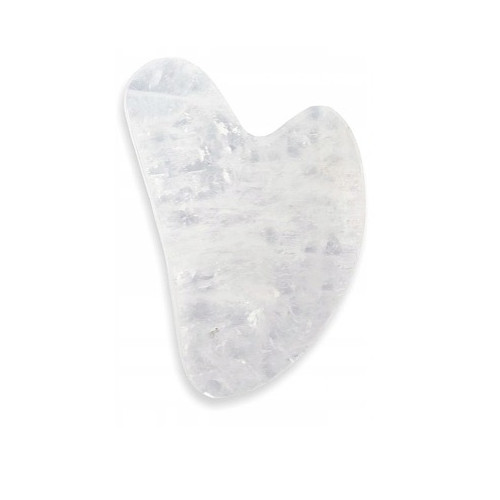 Masážní kámen na obličej GUA SHA bílý křemen 1 kus