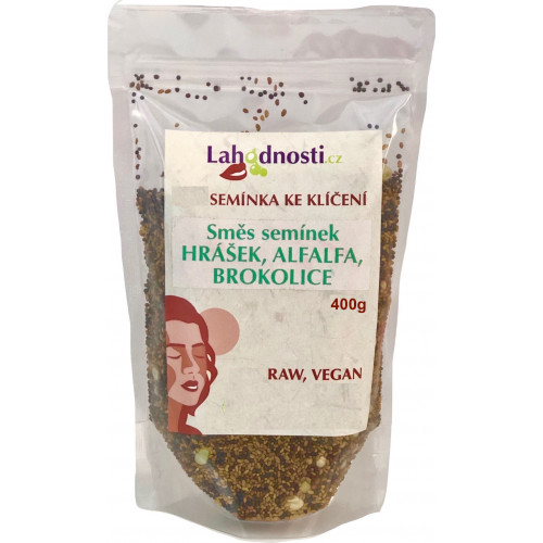 1KG SMĚS SEMÍNEK HRÁŠEK, ALFALFA, BROKOLICE - semínka ke klíčení (Evropa)