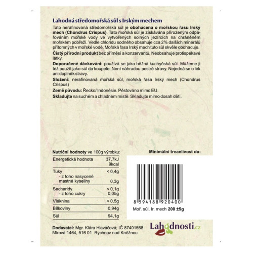 STŘEDOMOŘSKÁ SŮL S IRSKÝM MECHEM 200g