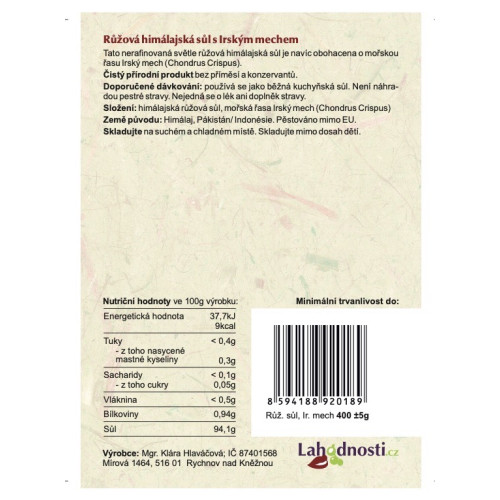 Růžová himálajská sůl s Irským mechem 400 g