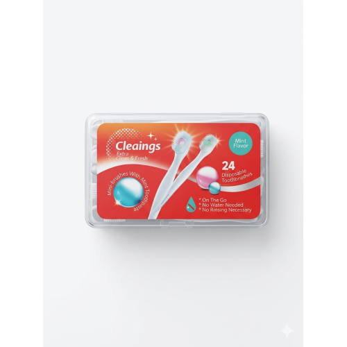 Cestovní zubní minikartáčky Cleaings s kuličkou zubní pasty. Bez potřeby vody.